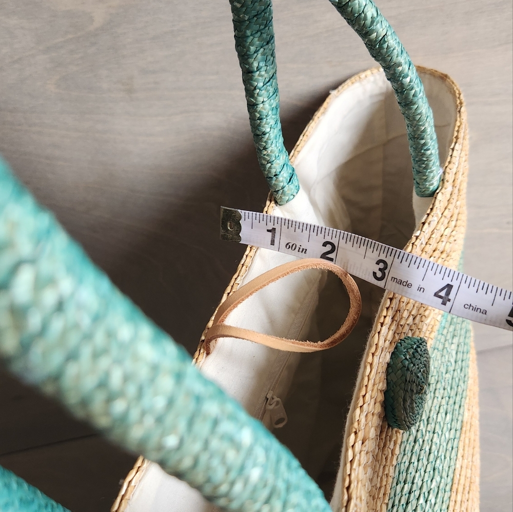 Stylish Woven Tote Bag - Tan and‎ Green - Picture 10 of 10